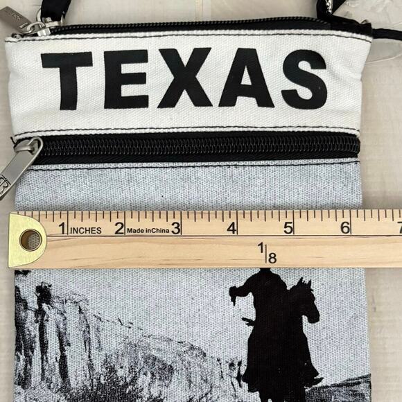 Robin Ruth Texas Crossbody Bag Black & White Cowboy Horse Graphic Travel Purse - Picture 7 of 8